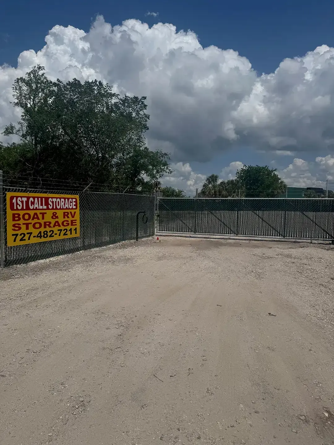 Driveway entrance to the Cormel storage facility