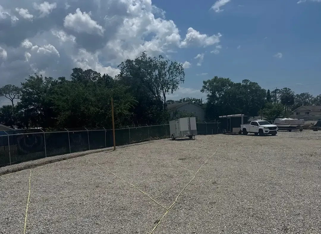 Parking lot spaces at the Cormel storage facility