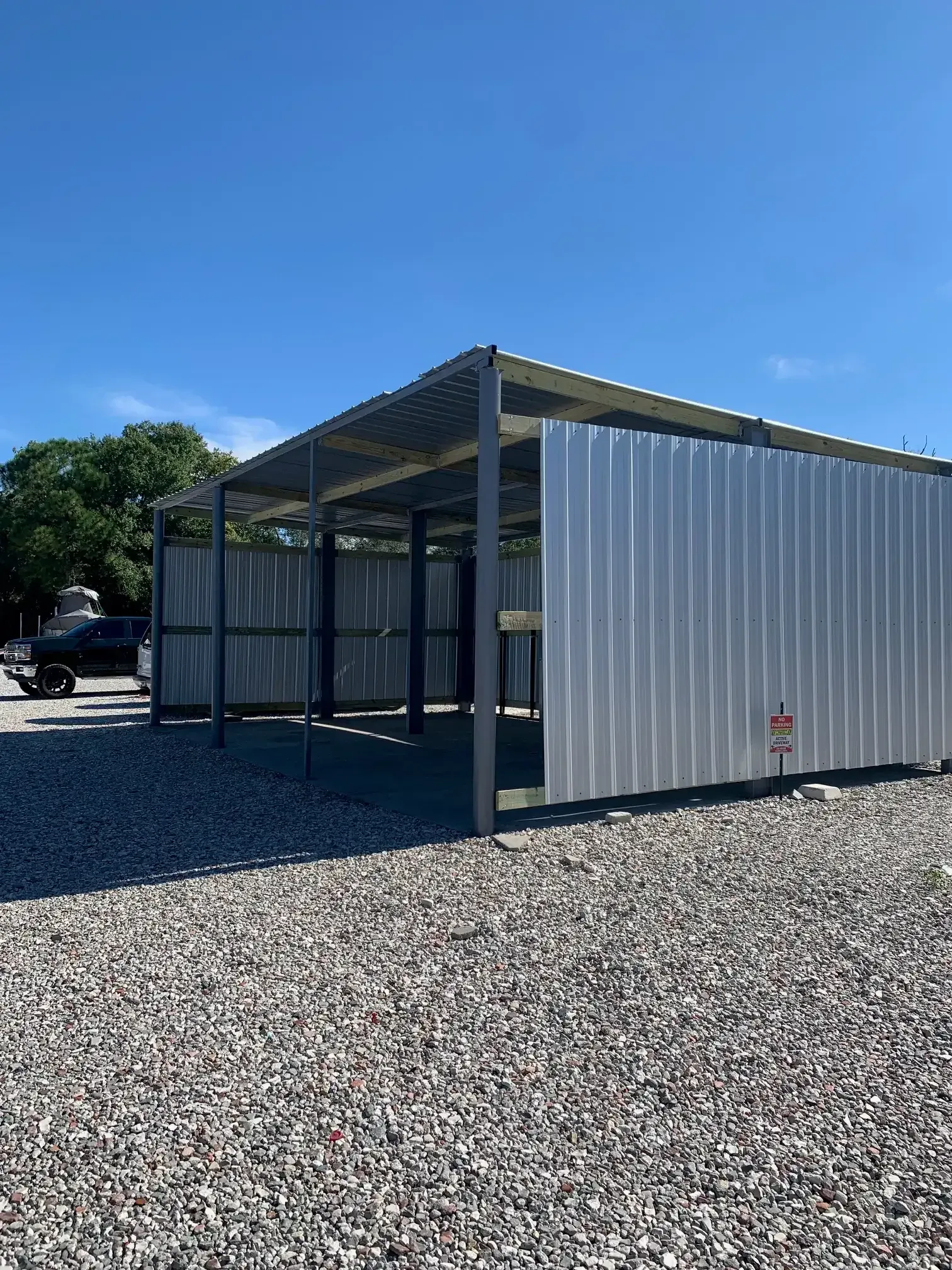 Covered storage bays at the Leo Kidd location