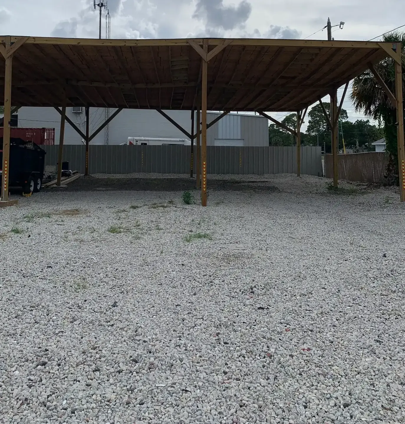 Covered storage structure at the Leo Kidd location